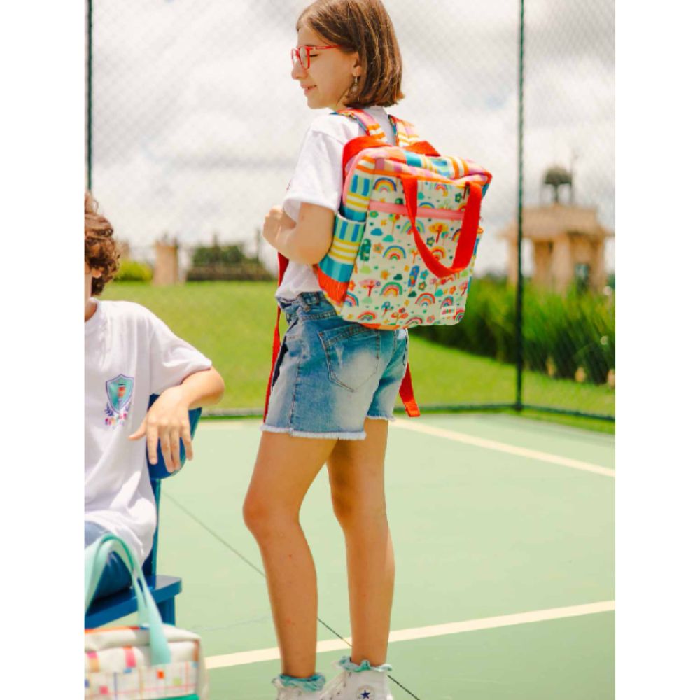 Mochila Quadrada Infantil - Colcha de Retalhos