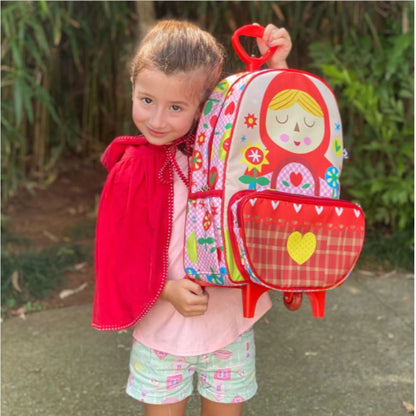 Mochila Escolar Chapéuzinho com Rodinhas