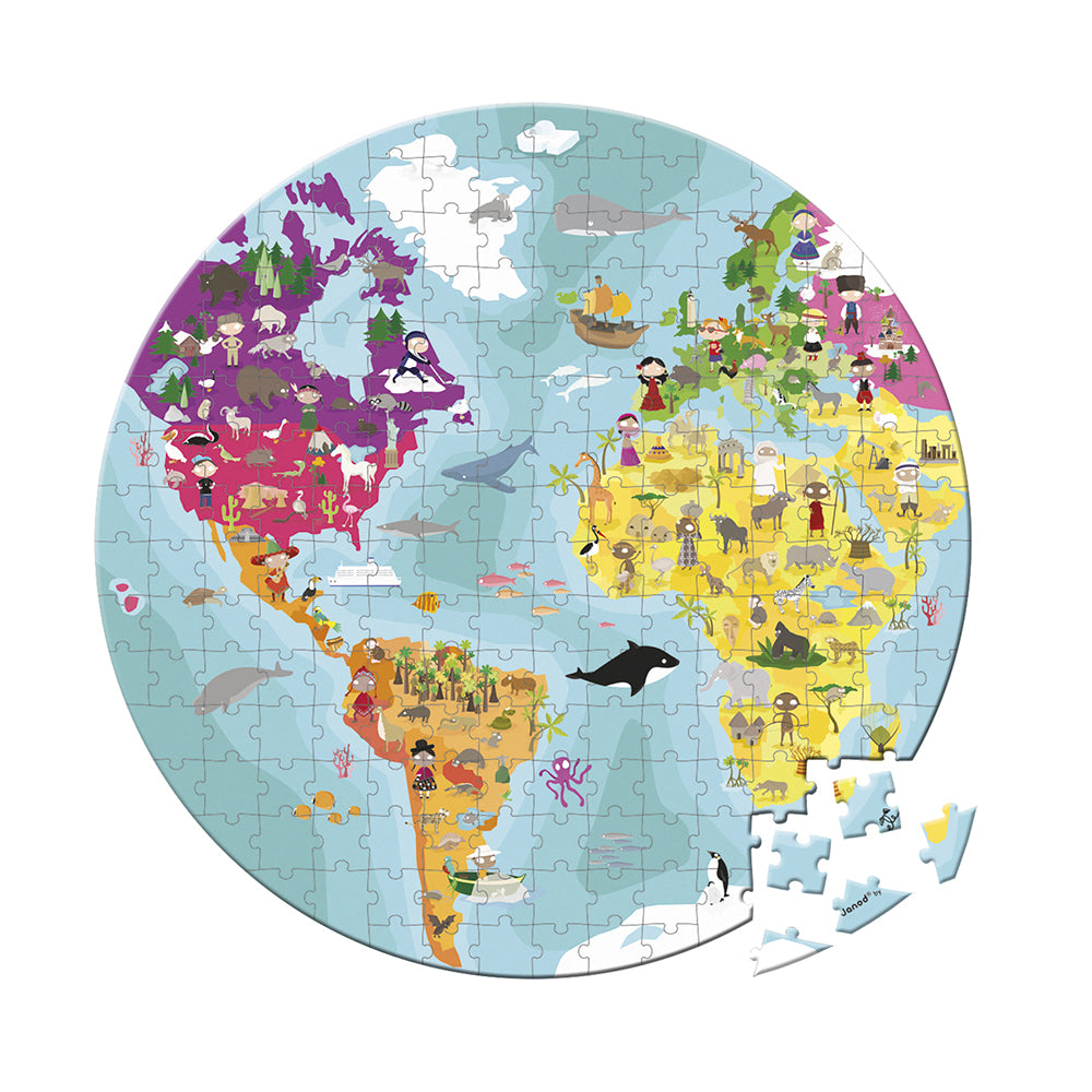Quebra-Cabeça Mapa Mundi Redondo - 208 Peças