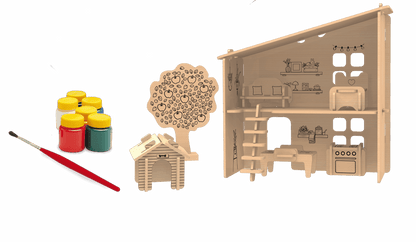 Playset Casinha 3D para Pintura 38 Peças