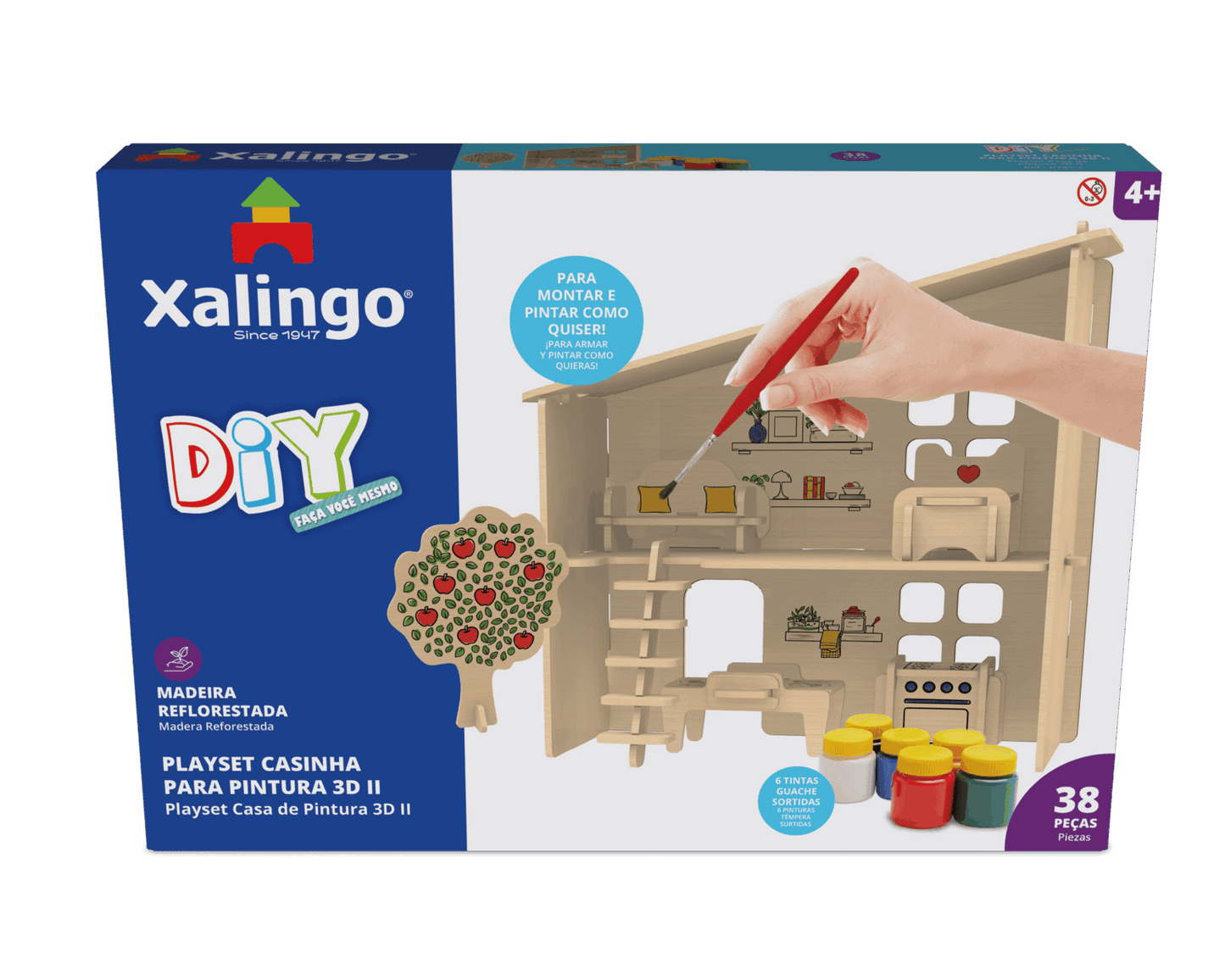 Playset Casinha 3D para Pintura 38 Peças