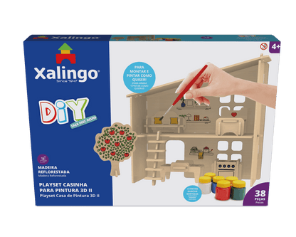 Playset Casinha 3D para Pintura 38 Peças