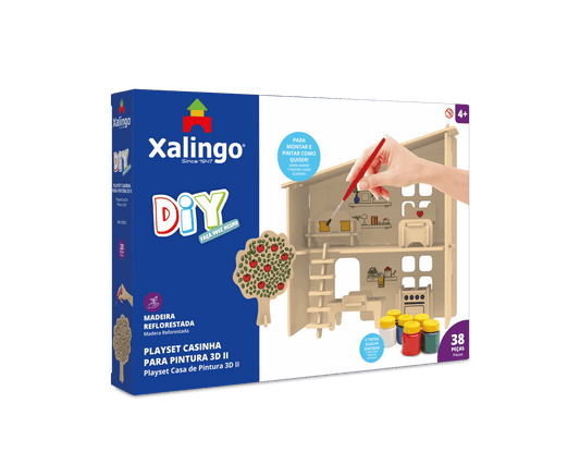 Playset Casinha 3D para Pintura 38 Peças