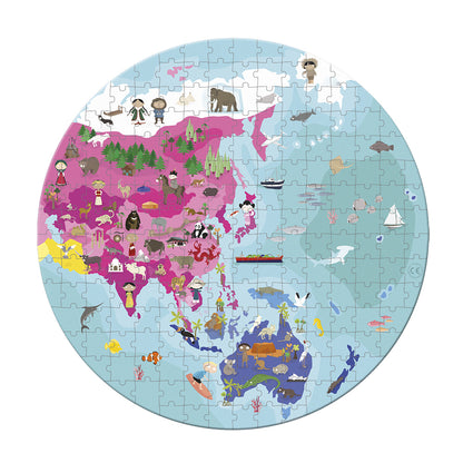 Quebra-Cabeça Mapa Mundi Redondo - 208 Peças