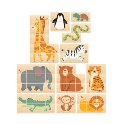 Quebra-Cabeças 12 Cubos Baby Animais da Selva