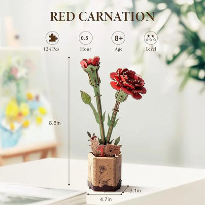 Quebra-cabeça 3D Flor Cravo Vermelho