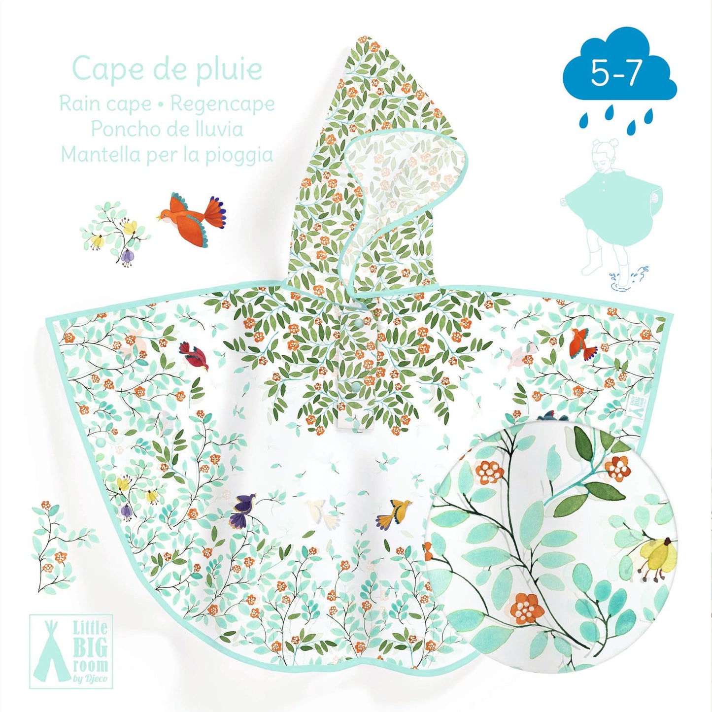 Capa de Chuva Infantil Grande - Pássaros