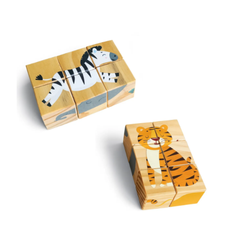 Quebra-Cabeças 12 Cubos Baby Animais da Selva